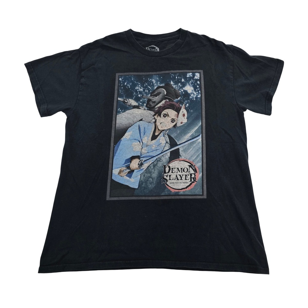 Demon Slayer Tanjiro Urokodaki Graphic T-Shirt Black Medium‎ Anime Manga Tee